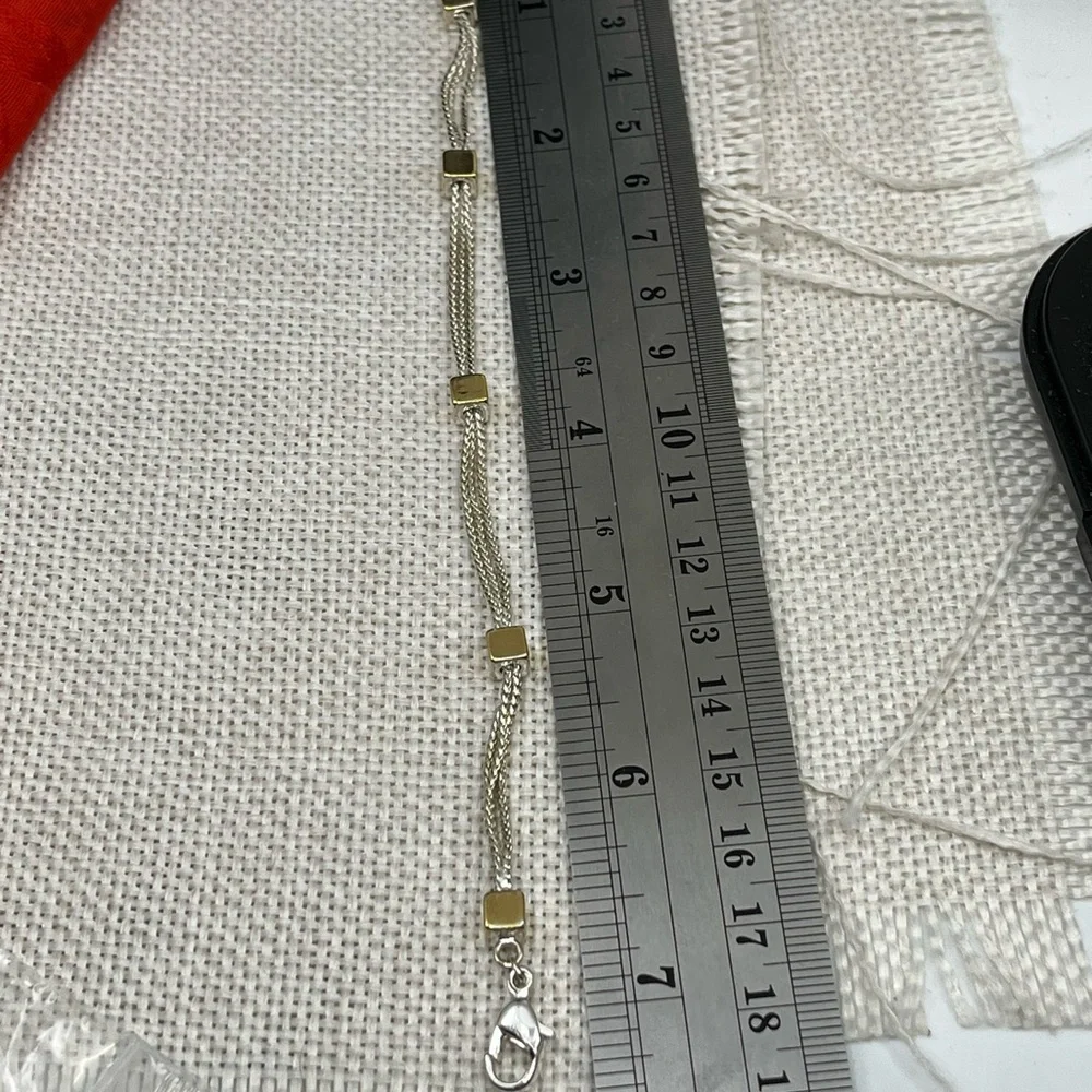 Vintage Napier Triple-Strand Gold & Silver Tone Bracelet – 7.5" - Picture 15 of 16